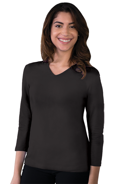 Blue Generation® Ladies' 3/4 Sleeve V-Neck Tee
