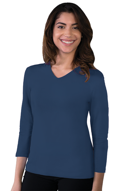 Blue Generation® Ladies' 3/4 Sleeve V-Neck Tee