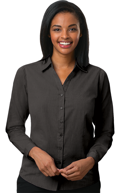 Blue Generation® Ladies' Long Sleeve Crossweave Shirt