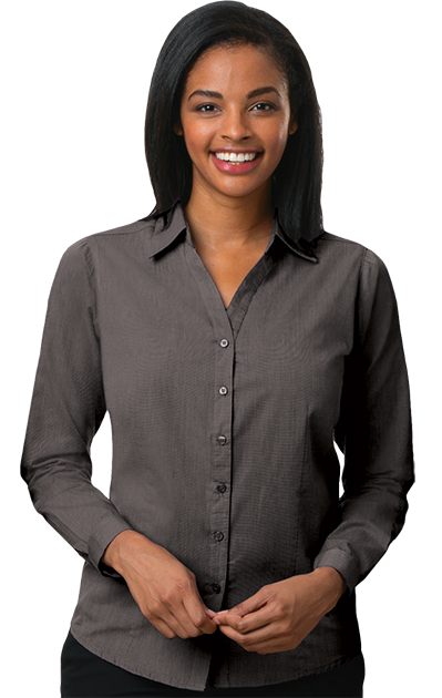 Blue Generation® Ladies' Long Sleeve Crossweave Shirt
