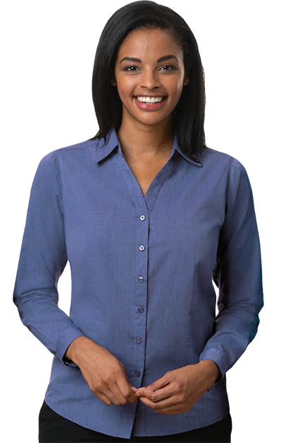 Blue Generation® Ladies' Long Sleeve Crossweave Shirt