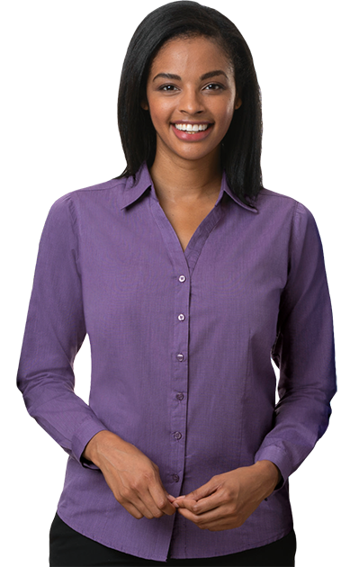 Blue Generation® Ladies' Long Sleeve Crossweave Shirt