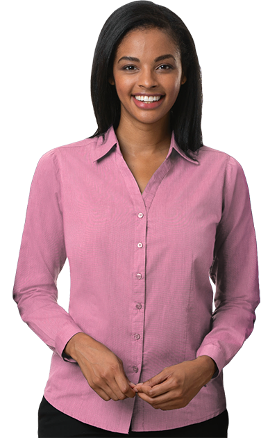 Blue Generation® Ladies' Long Sleeve Crossweave Shirt