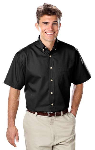 Blue Generation® Men's Short Sleeve 100% Cotton Twill Shirt