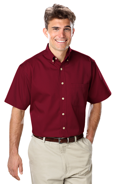 Blue Generation® Men's Short Sleeve 100% Cotton Twill Shirt