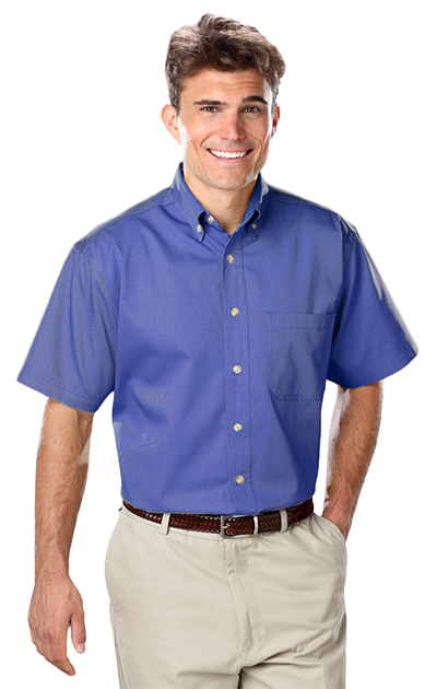 Blue Generation® Men's Short Sleeve 100% Cotton Twill Shirt