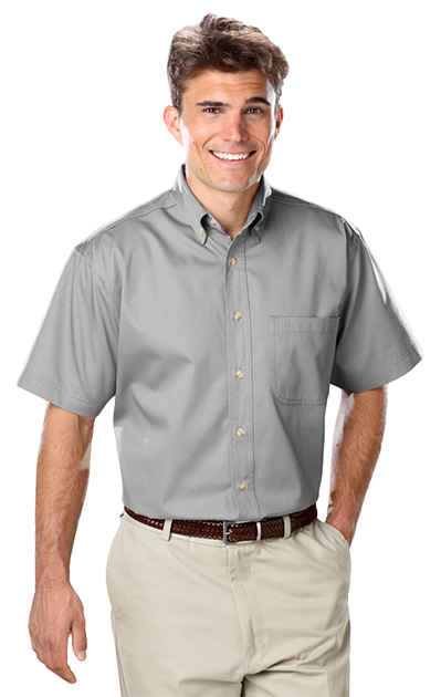 Blue Generation® Men's Short Sleeve 100% Cotton Twill Shirt