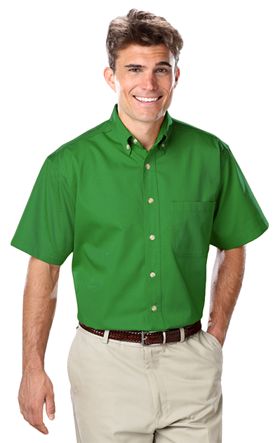 Blue Generation® Men's Short Sleeve 100% Cotton Twill Shirt