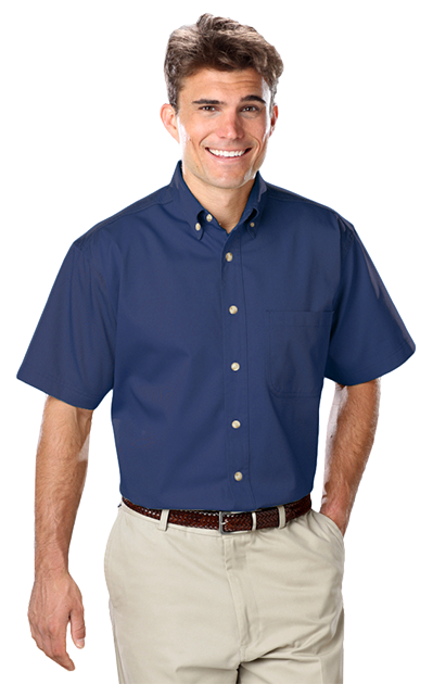 Blue Generation® Men's Short Sleeve 100% Cotton Twill Shirt