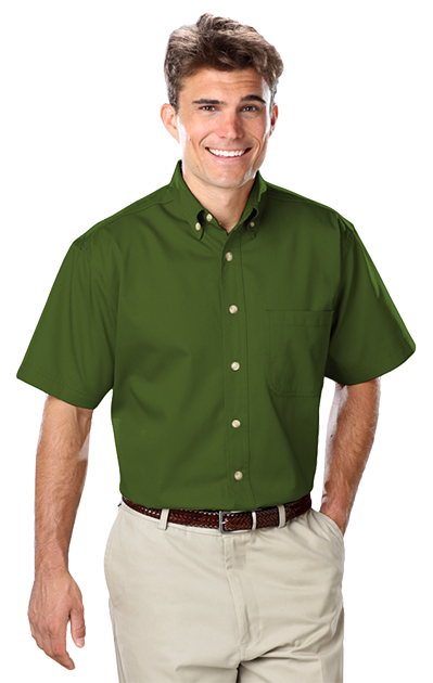 Blue Generation® Men's Short Sleeve 100% Cotton Twill Shirt