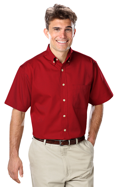 Blue Generation® Men's Short Sleeve 100% Cotton Twill Shirt