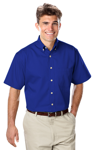 Blue Generation® Men's Short Sleeve 100% Cotton Twill Shirt