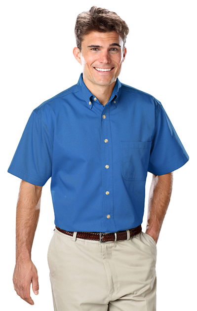 Blue Generation® Men's Short Sleeve 100% Cotton Twill Shirt